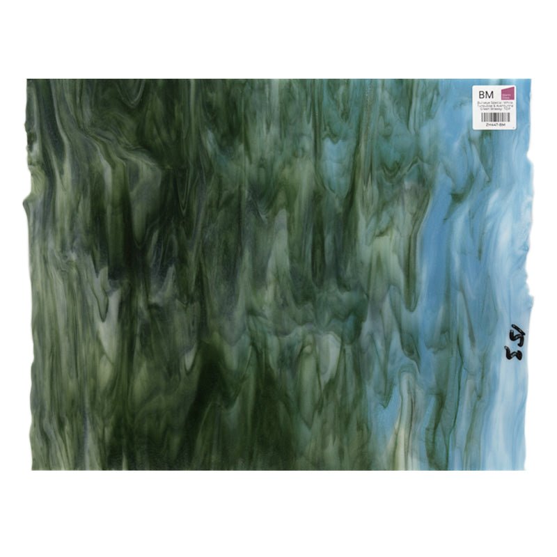 Bullseye Special: White, Turquoise & Aventurine Green Streaky - TOP - Warm Glass
