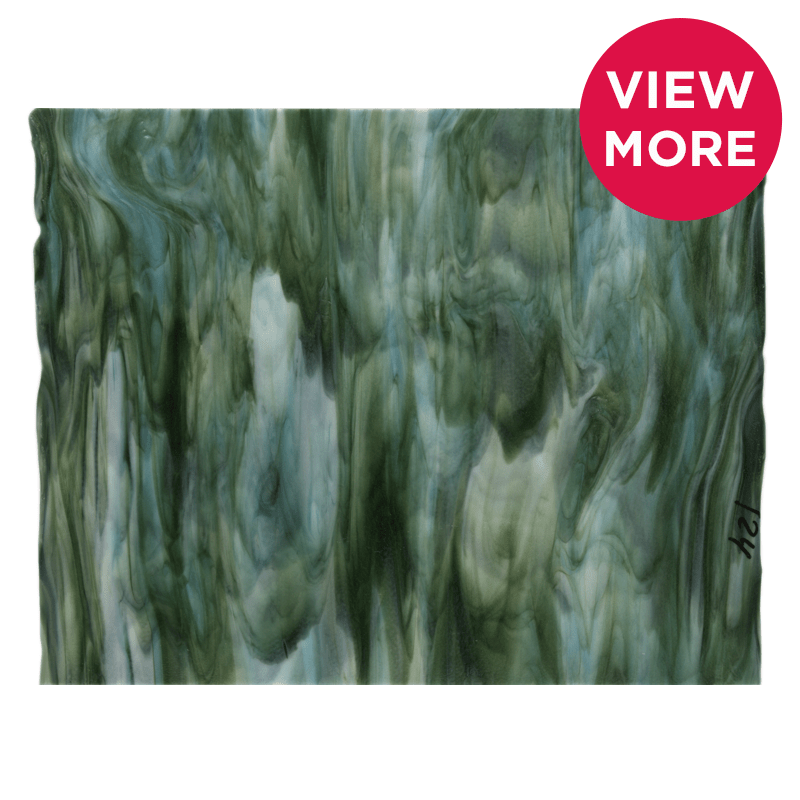 Bullseye Special: White, Turquoise & Aventurine Green Streaky - TOP - Warm Glass