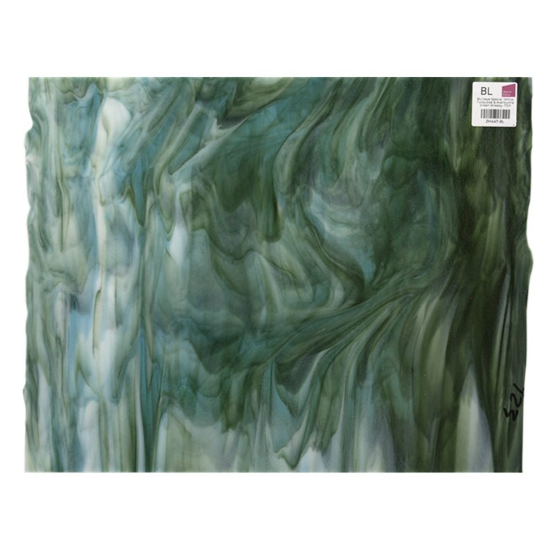 Bullseye Special: White, Turquoise & Aventurine Green Streaky - TOP - Warm Glass
