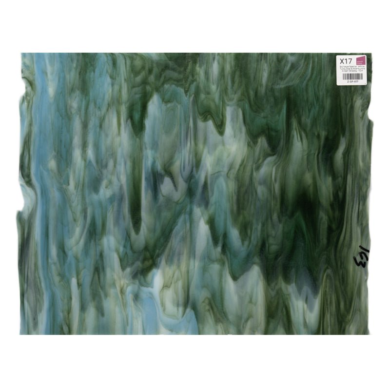 Bullseye Special: White, Turquoise & Aventurine Green Streaky - TOP - Warm Glass