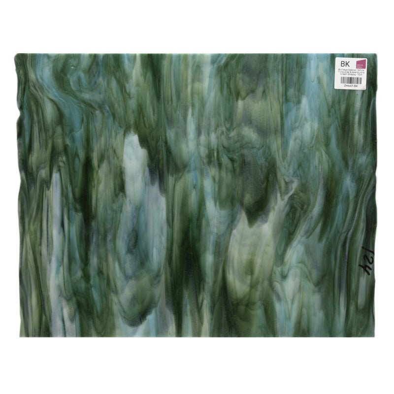 Bullseye Special: White, Turquoise & Aventurine Green Streaky - TOP - Warm Glass