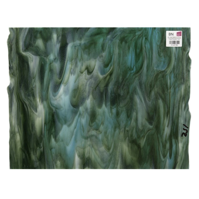 Bullseye Special: White, Turquoise & Aventurine Green Streaky - TOP - Warm Glass