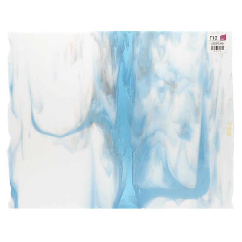 Bullseye Special: White, Turquoise Blue Transparent & Red Cascade Infusion - Warm Glass