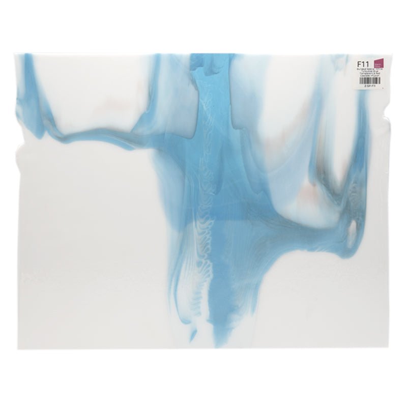 Bullseye Special: White, Turquoise Blue Transparent & Red Cascade Infusion - Warm Glass
