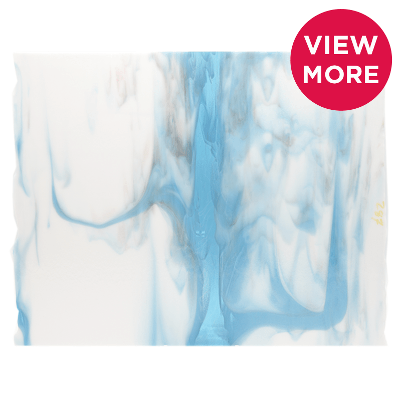 Bullseye Special: White, Turquoise Blue Transparent & Red Cascade Infusion - Warm Glass