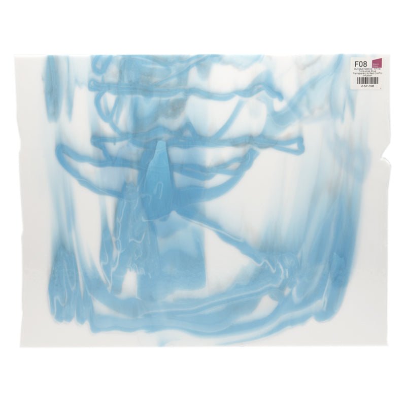 Bullseye Special: White, Turquoise Blue Transparent & Red Graffiti Infusion - Warm Glass