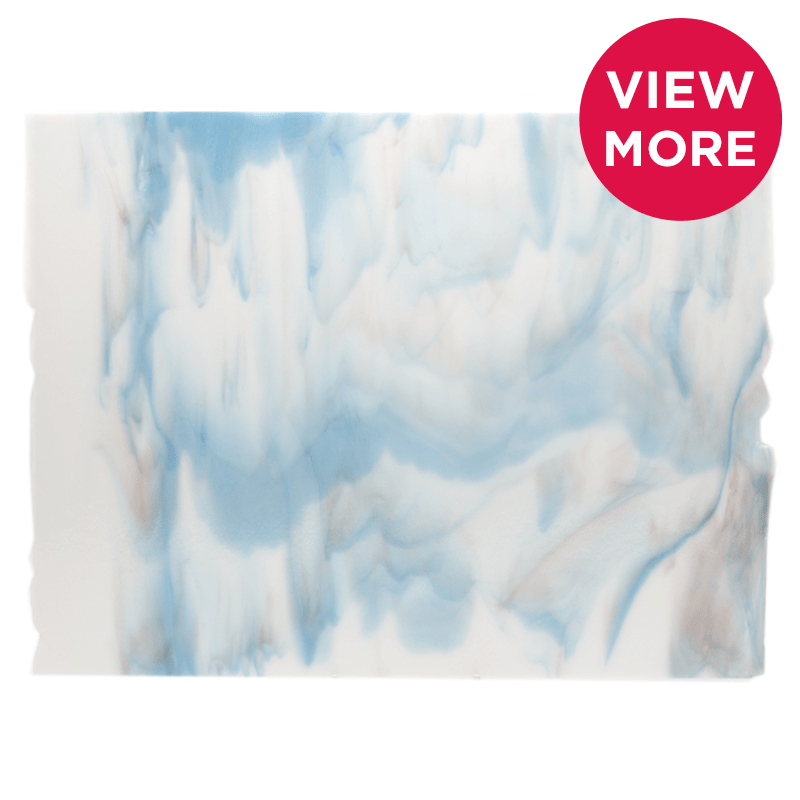 Bullseye Special: White, Turquoise Blue Transparent & Red Reactive Streaky - Warm Glass