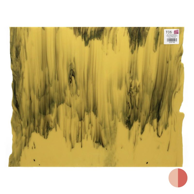 Bullseye Special: Yellow Opal & Dark Green Streaky - Warm Glass