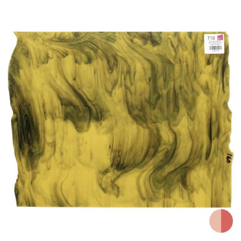 Bullseye Special: Yellow Opal & Dark Green Streaky - Warm Glass