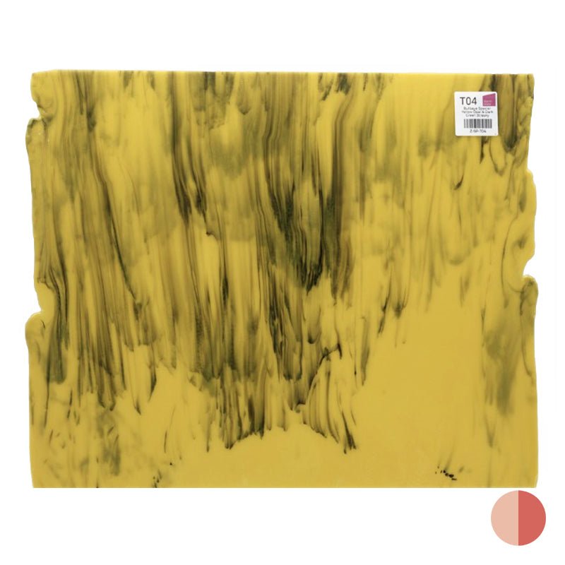 Bullseye Special: Yellow Opal & Dark Green Streaky - Warm Glass