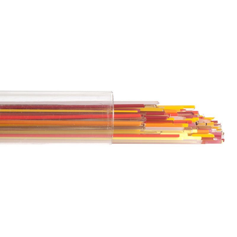 Bullseye Stringers: 1mm Mixed Hot Transparent & Opal – Warm Glass