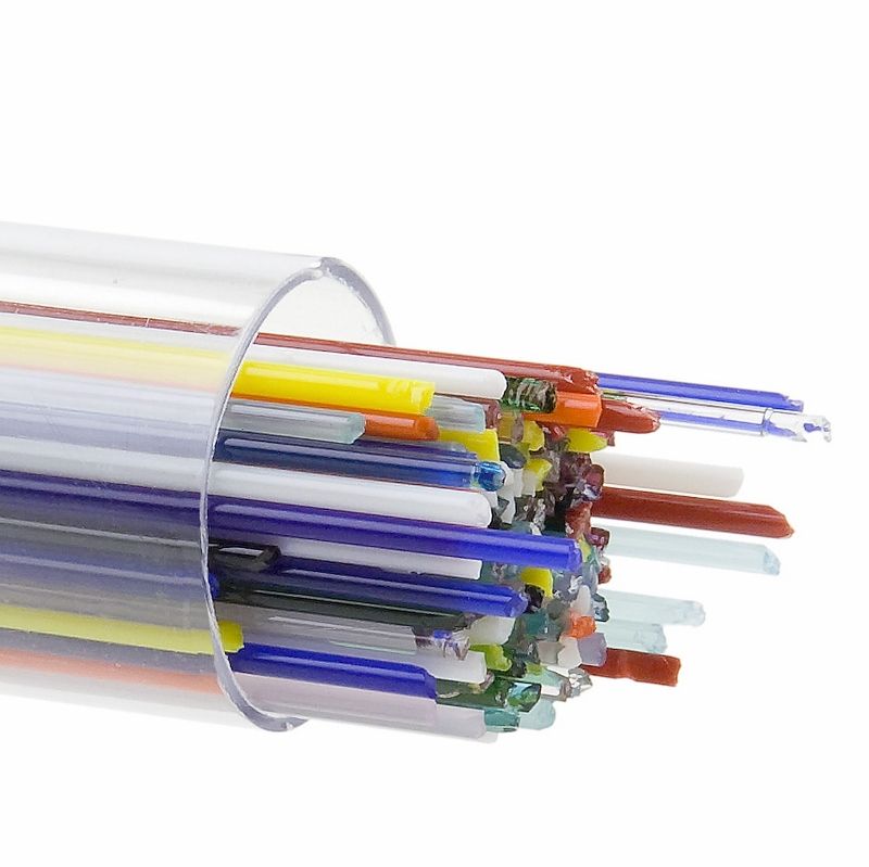Bullseye Stringers: 1mm Mixed Transparent & Opal – Warm Glass