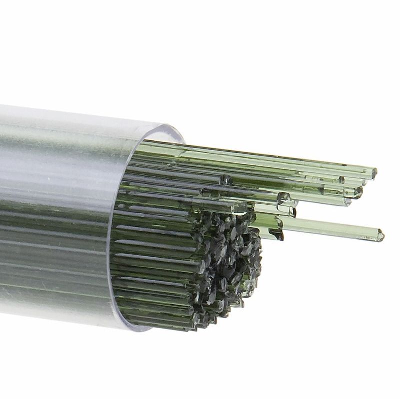 Bullseye Stringers: 1mm Olive Green Transparent 1141 - Warm Glass