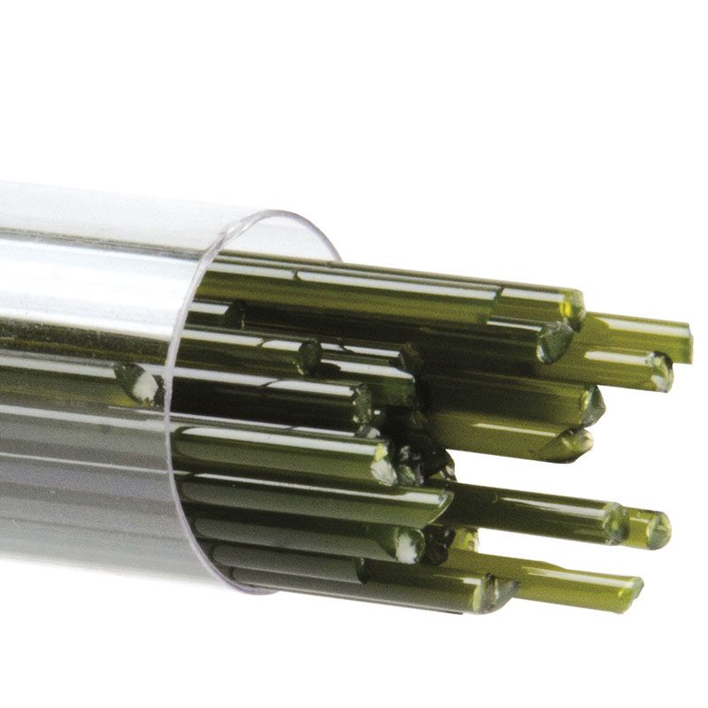 Bullseye Stringers: 2mm Moss Green Opal 0241 - Warm Glass