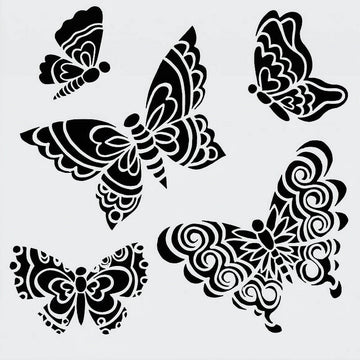 Butterflies Stencil 15cm x 15cm - Warm Glass