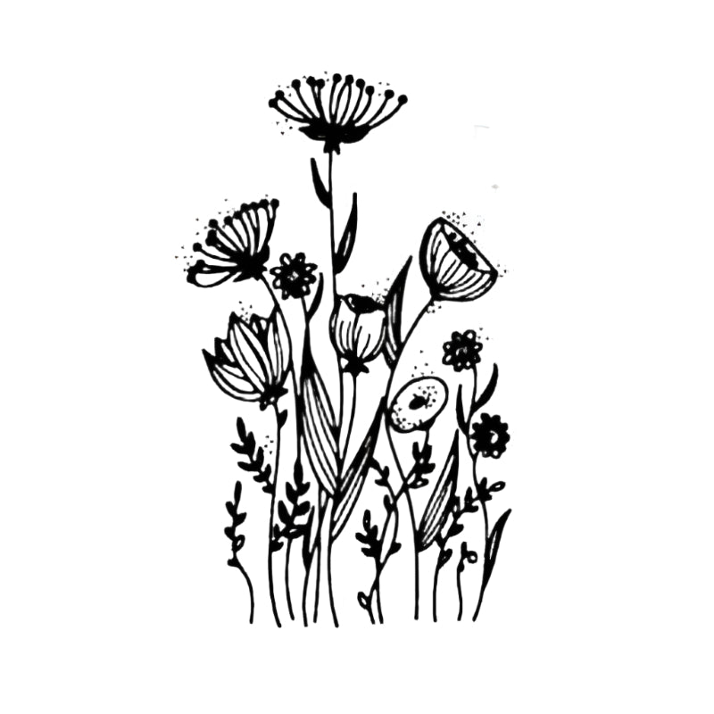 Doodle Flowers Decal (3.3 x 3.8cm) - Low Fire - Warm Glass