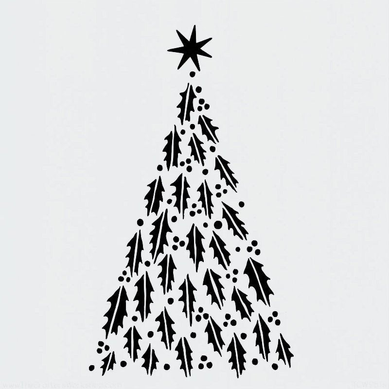 Happy Holly Tree Stencil 15 x 15cm - Warm Glass