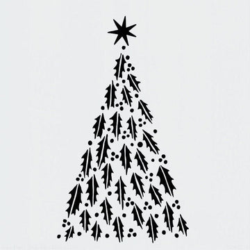 Happy Holly Tree Stencil 15 x 15cm - Warm Glass