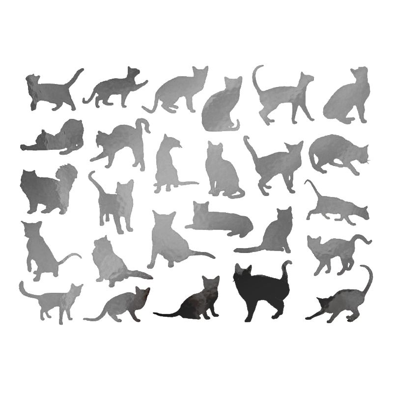 Metallic Cat Silhouettes Decal 13cm x 10cm - Warm Glass
