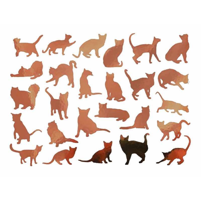 Metallic Cat Silhouettes Decal 13cm x 10cm - Warm Glass