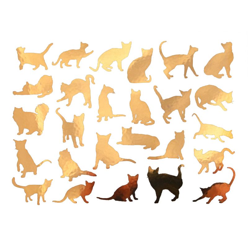 Metallic Cat Silhouettes Decal 13cm x 10cm - Warm Glass
