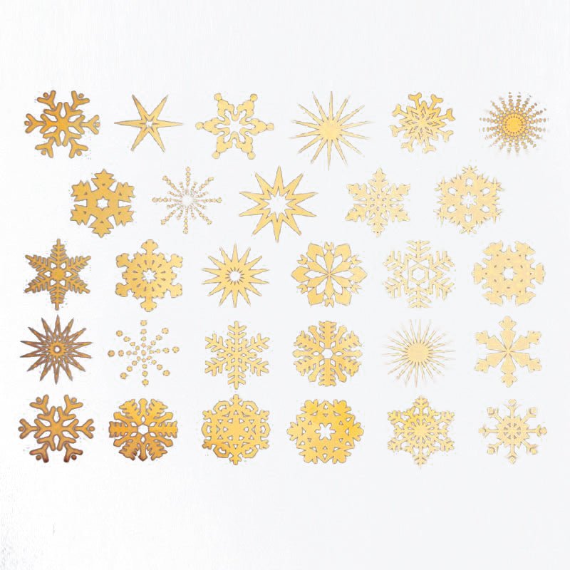 Small Metallic Snowflakes Decal 13cm x 9.5cm - Warm Glass