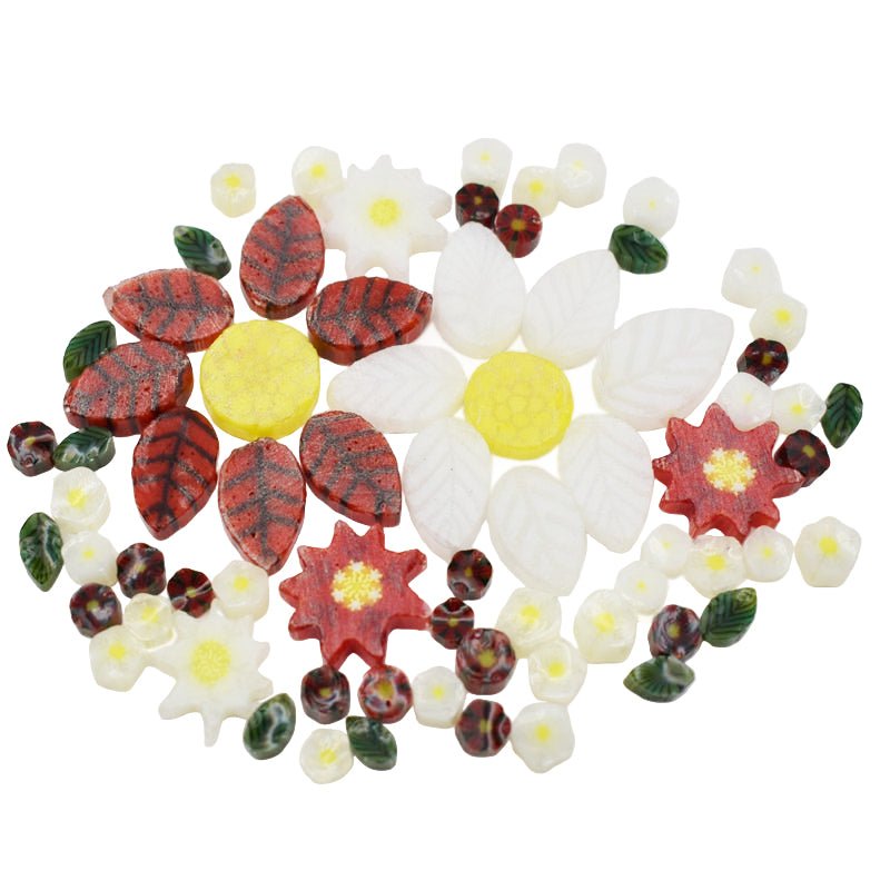 Tabitha's Glass Emporium: Murrine - Poinsettia Mix - Warm Glass
