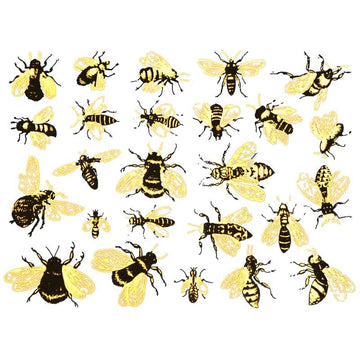 Two Colour Vintage Bees Decal 13.3cm x 10cm - Warm Glass