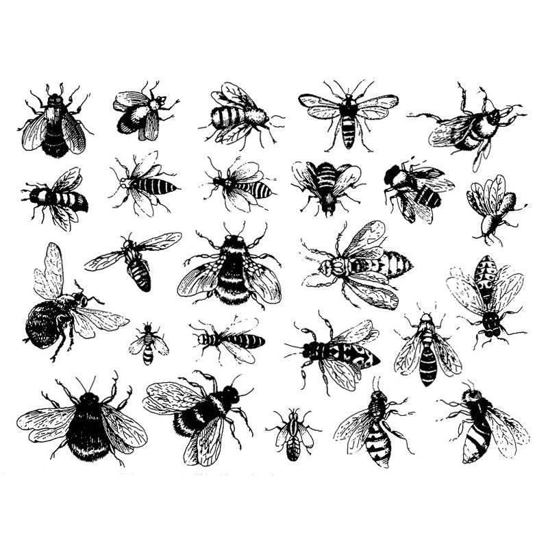 Vintage Bees Decal 13.3cm x 10cm - Warm Glass