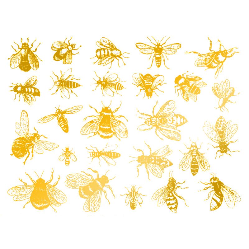 Vintage Bees Decal 13.3cm x 10cm - Warm Glass